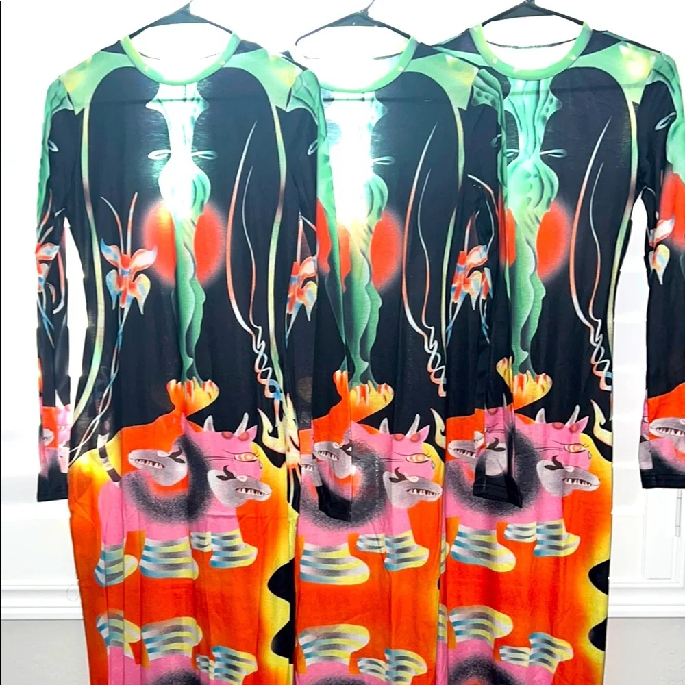 Colorful Graphic Long Sleeve Dress - Picture 3 of 3